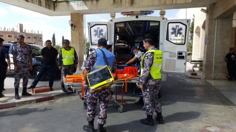 الدفاع المدني وبالتعاون مع وزارة الصحة والمكتب الألماني الفدرالي  ينفذ تمريناً لحادث وهمي مفترض في محافظة اربد