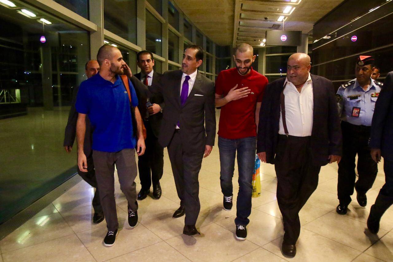 وصول المواطنين الأردنيين عبدالرحمن  علي حسين وثائر  حسام مطر اللذين كانا قد اعتقلا في مصر منذ عشرة ايّام. 