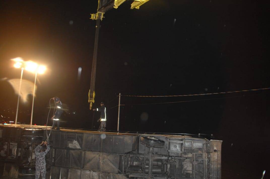 إصابة سبعة  أشخاص اثر حادث تدهور  في محافظة اربد