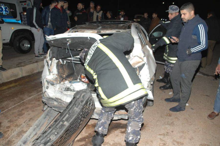 إصابة ثلاثة أشخاص اثر حادث تدهور في محافظة اربد