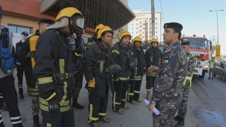 مديرية دفاع مدني غرب عمان تنفذ تمرين وهمي مفترض على احد الفنادق  في العاصمة عمان