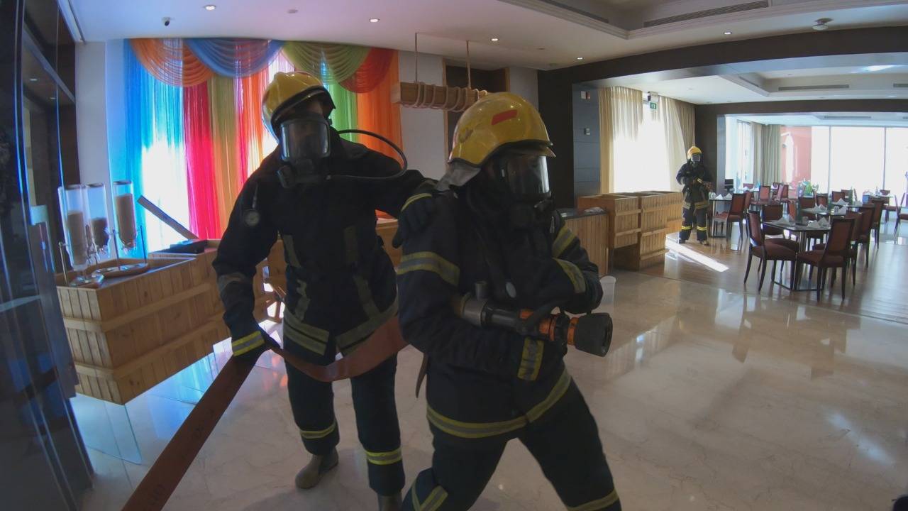 مديرية دفاع مدني غرب عمان تنفذ تمرين وهمي مفترض على احد الفنادق  في العاصمة عمان