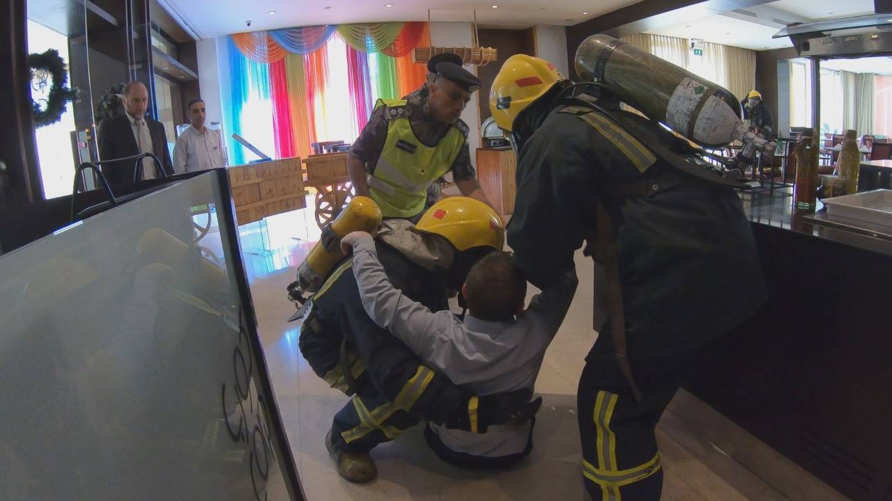 مديرية دفاع مدني غرب عمان تنفذ تمرين وهمي مفترض على احد الفنادق  في العاصمة عمان