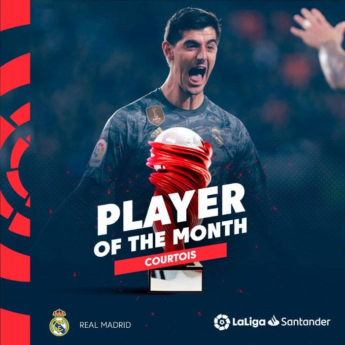 حارس ريال مدريد كورتوا يتوج بجائزة أفضل لاعب في الدوري الاسباني 