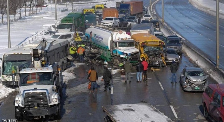 حادث تصادم أكثر من 200 سيارة في مدينة مونتريال الكندية .. صور 