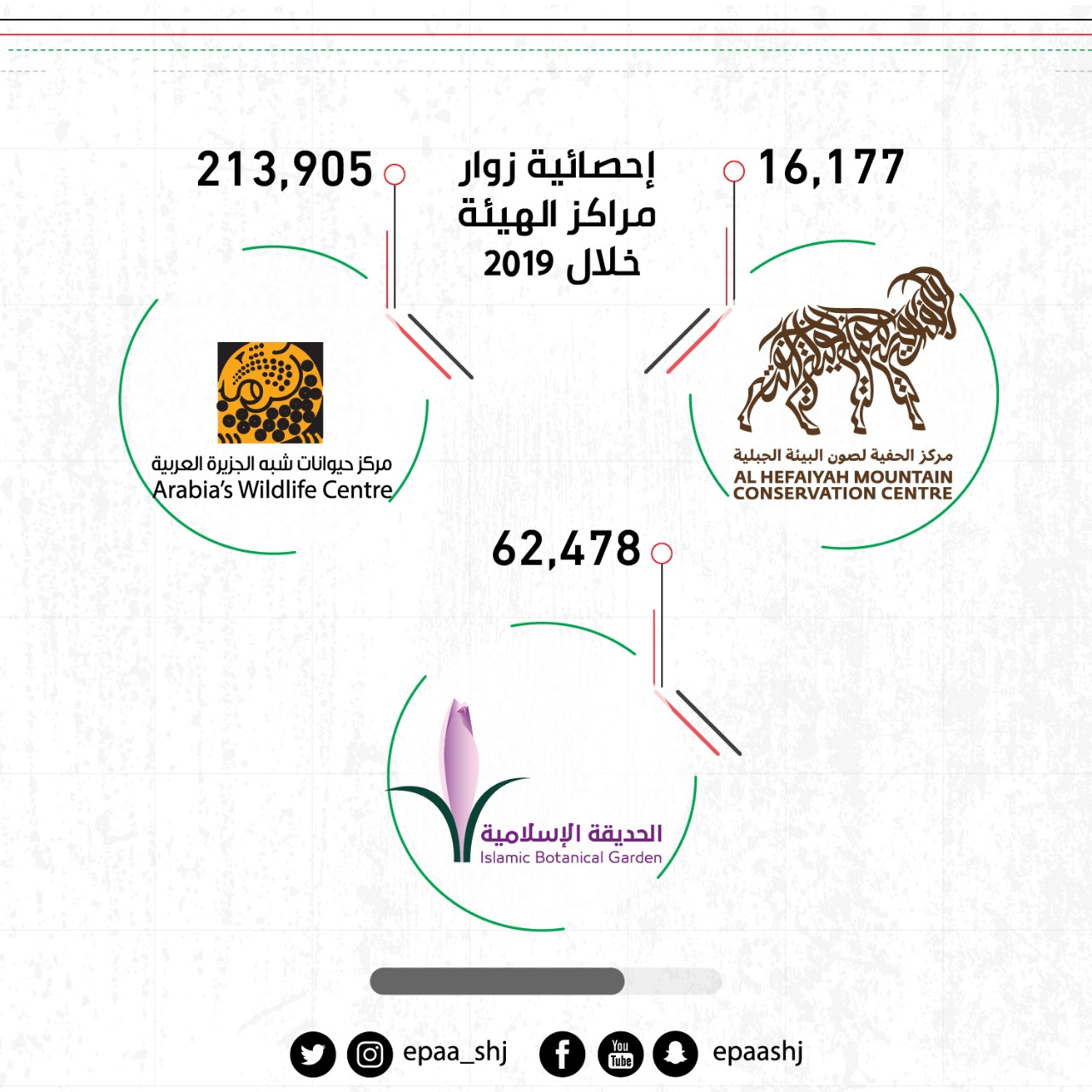 أكثر من 600.000 زائر لمراكز ھیئة البیئة والمحمیات الطبیعیة بالشارقة العام الماضي