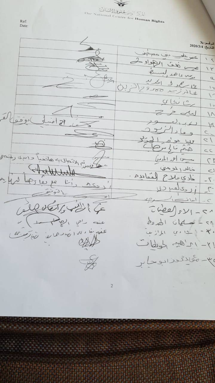 موظفو الأمانة العامة بمركز حقوق الإنسان يطالبون بوقف إقالة بريزات