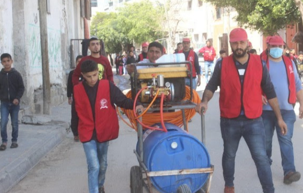 الشعبية في قطاع غزة تواصل حملات التعقيم والوقاية من فيروس كورونا