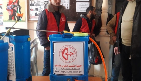 الشعبية في قطاع غزة تواصل حملات التعقيم والوقاية من فيروس كورونا