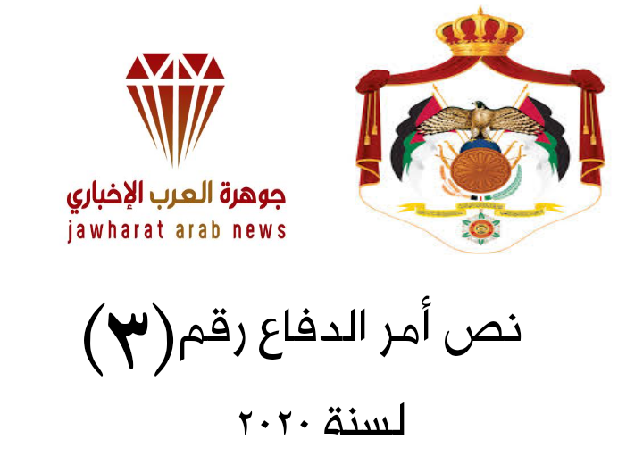 نص أمر دفاع رقــم ( 3 ) لسنة 2020 صادر بمقتضى أحكام قانون الدفاع رقم (13) لسنة 1992