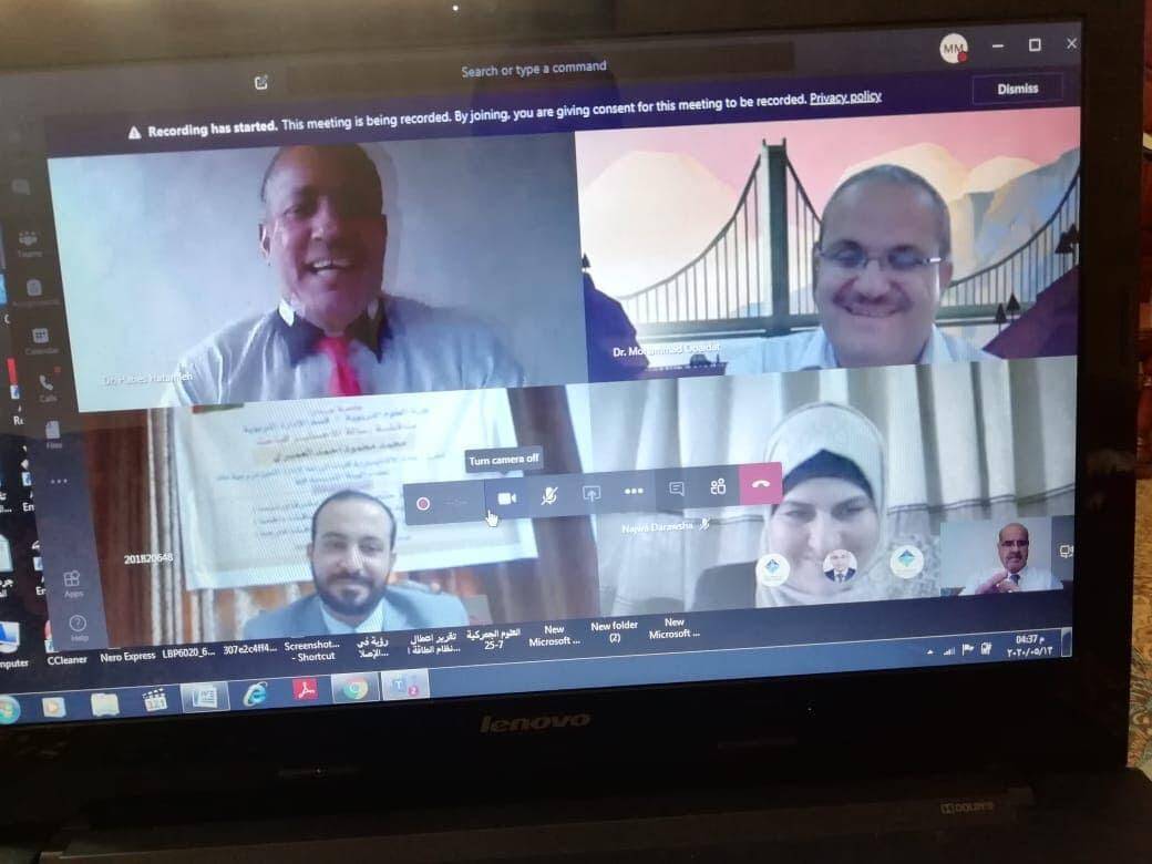 مناقشة رسالة ماجستير في الإدارة التربوية في جدارا بإستخدام تطبيق مايكروسفت تيمز