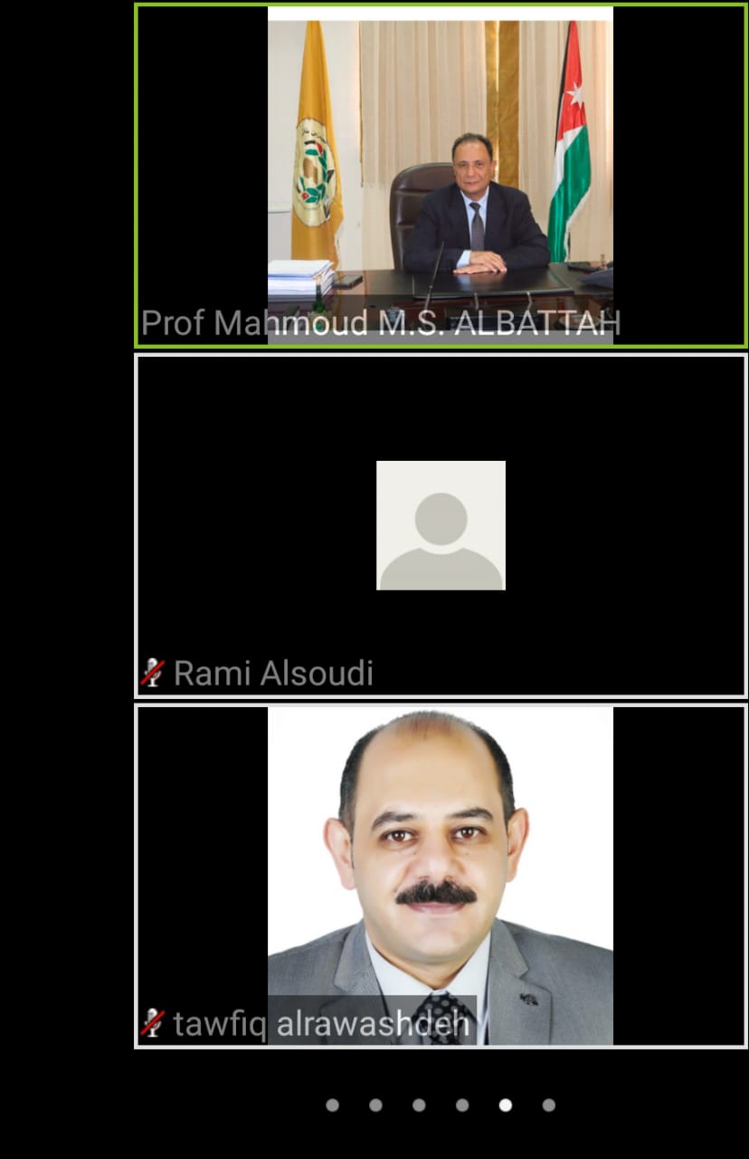 اجتماع  عن بعد في جامعة الحسين بن طلال لمناقشة عودة الدوام الاداري في الجامعة