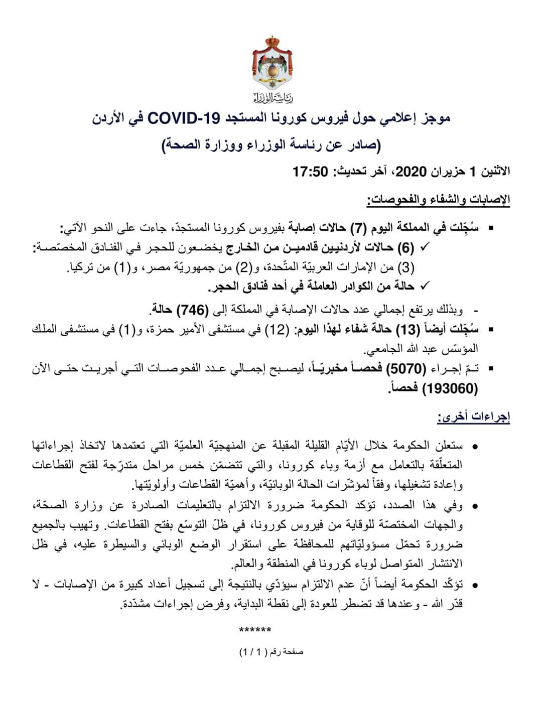 تسجيل 7 إصابات جديده في المملكه