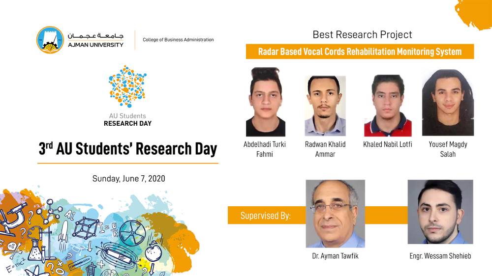 طلبة جامعة عجمان یتنافسون علمیًا في زمن الكورونا ببحوث حول التعلم الذكي ونظم الطوارئ لمرضى القلب