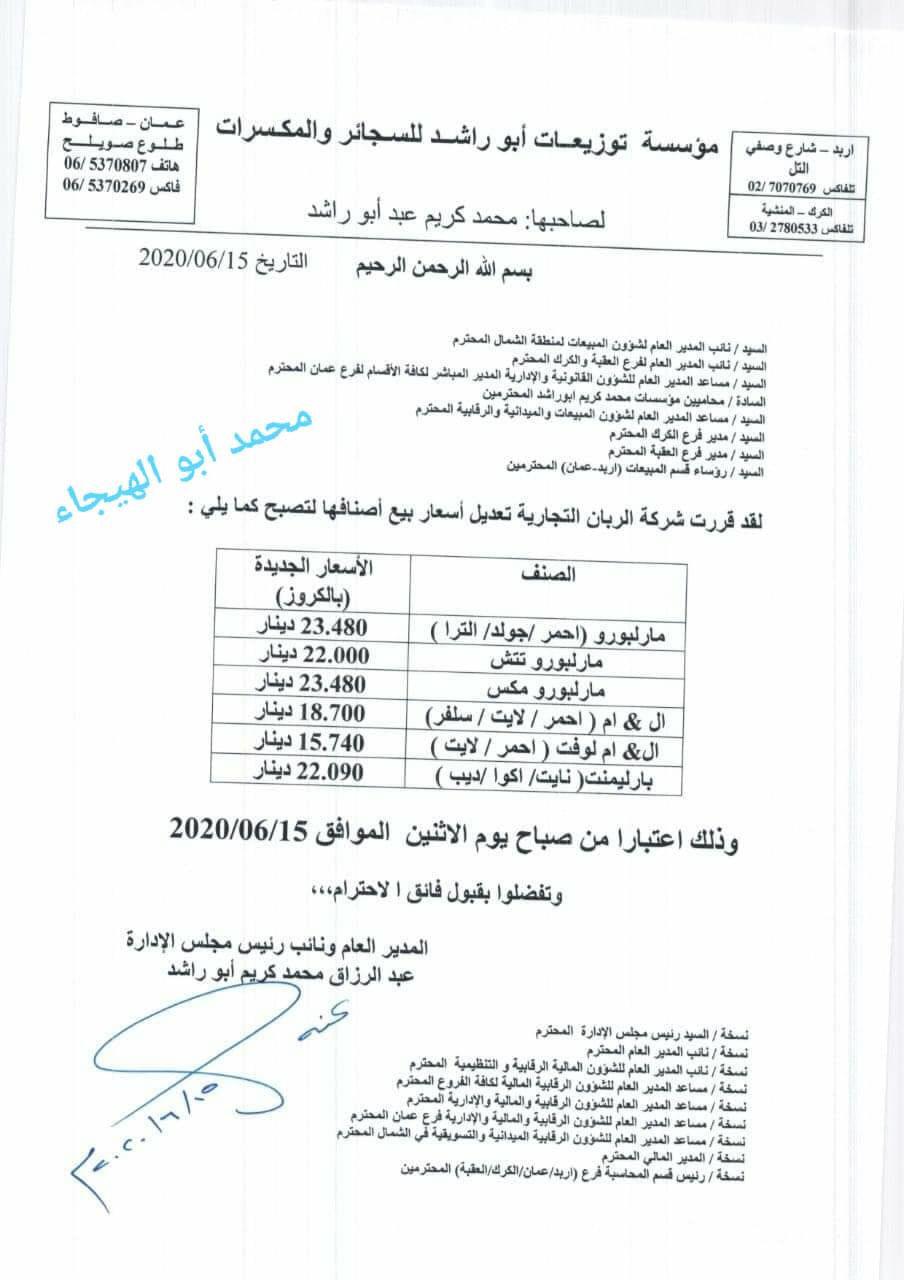 شركات لتصنيع السجائر تقرر رفع اسعار منتجاتها من الدخان .. تفاصيل