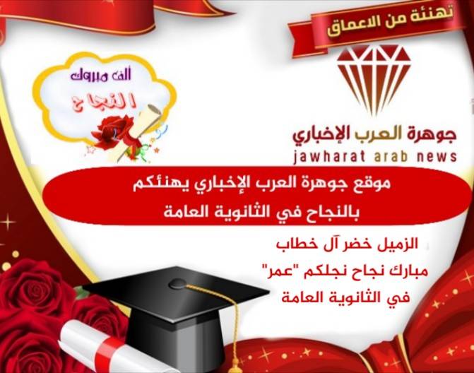 تهنئة للزميل الإعلامي خضر آل خطاب بمناسبة نجاح نجله عمر في الثانوية العامة