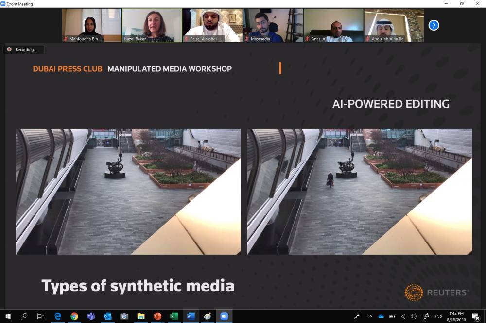 بالتعاون مع وكالة رويترز للأنباء .. نادي دبي للصحافة ينظم ورشة تفاعلية عن بُعد حول التزييف الإعلامي العميق