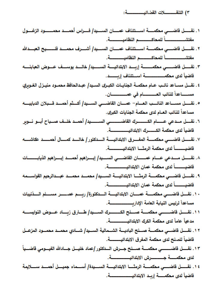 بالاسماء .. ترفيعات وتشكيلات  في القضاء النظامي