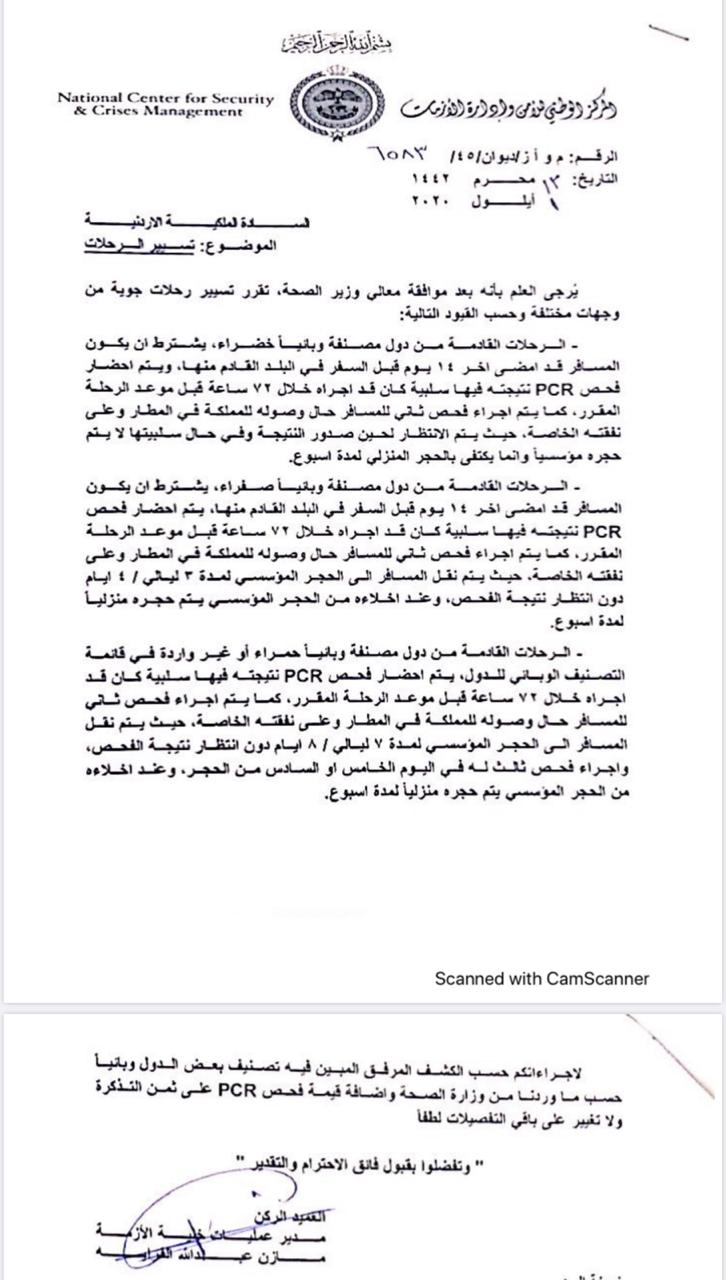 التعليمات الجديدة لفتح المطار