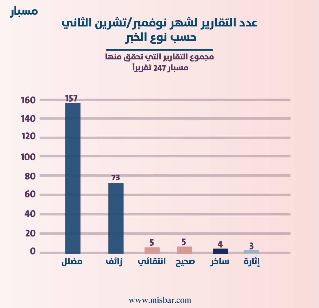مسبار.. زخم الأحداث في نوفمبر ساهم بانتشار الأخبار الزائفة بشكل لافت