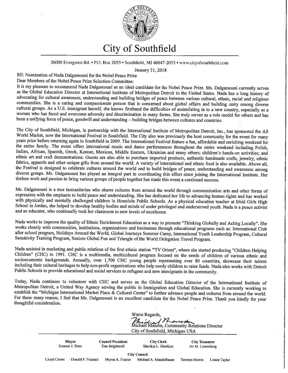 النشمية ندى دلقموني – رمز تعليم وثقافة السلام : (أمريكية – أردنية) وصلت إلى أعتاب جائزة نوبل للسلام مرتين والترشيح الثالث على الطريق / أجرى الحوار رئيس التحرير : المستشار محمد الملكاوي