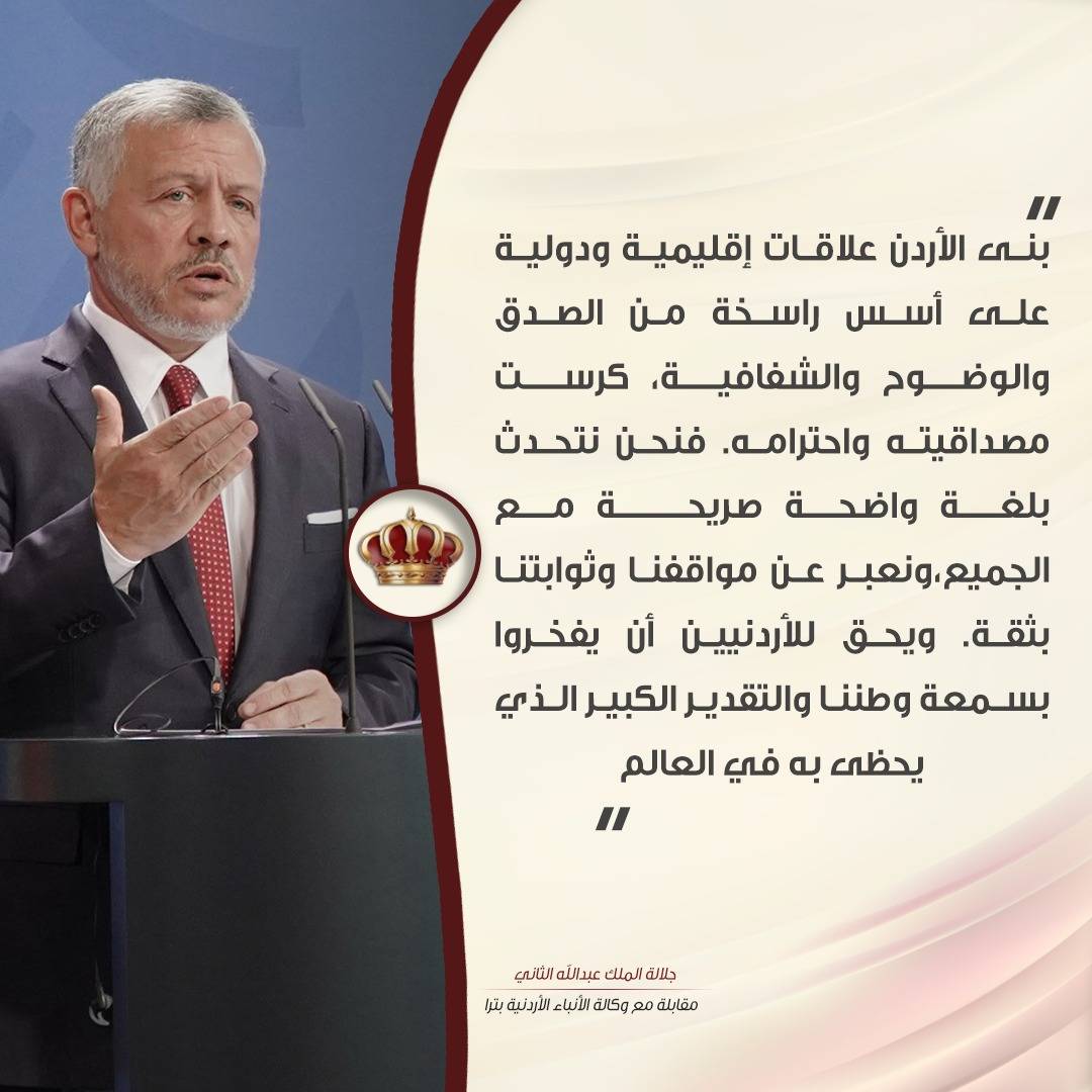 الملك لـ بترا: كلي ثقة وتفاؤل وأمل بأن تكون مئويتنا الثانية للتعزيز والتطوير والإنجاز