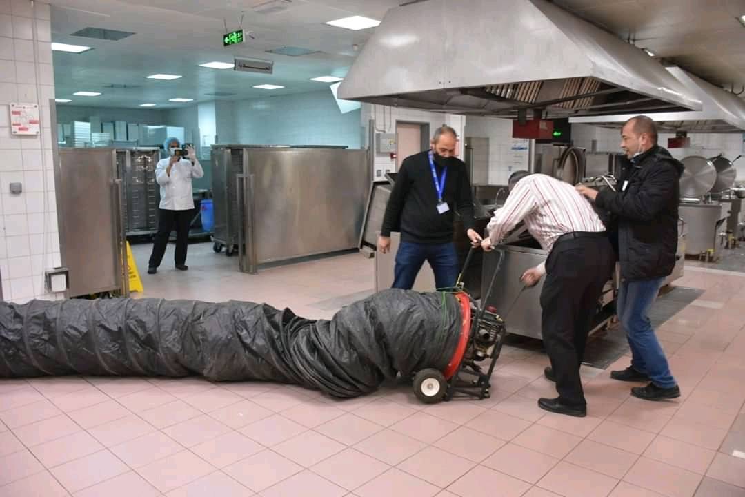 تمرين إخلاء وهمي لحريق في المطبخ الرئيسي لمستشفى الملك المؤسس عبدالله الجامعي 