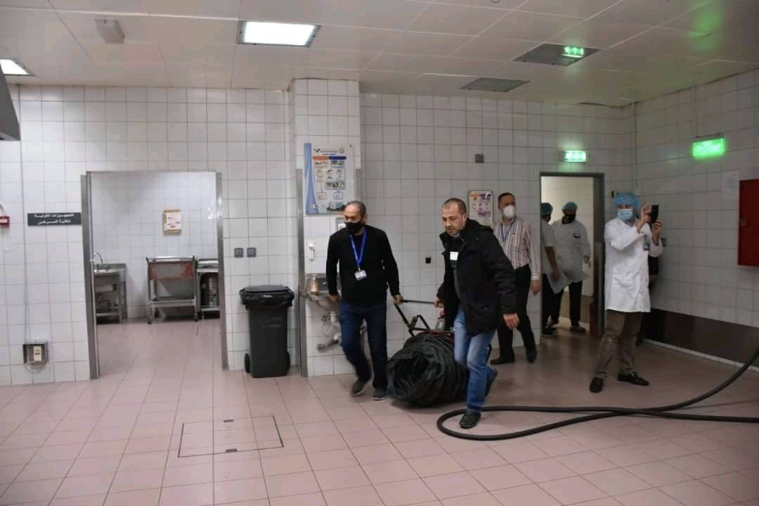 تمرين إخلاء وهمي لحريق في المطبخ الرئيسي لمستشفى الملك المؤسس عبدالله الجامعي 