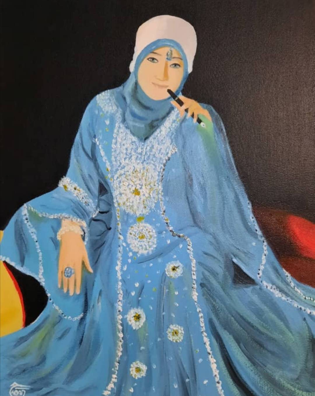 الفنّانة حكيمة توكّلي ترسم سناء الشّعلان في معرض فنّيّ كامل