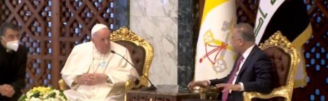  إستقبال رسمي وشعبي لبابا الفاتيكان في مطار بغداد الدولي