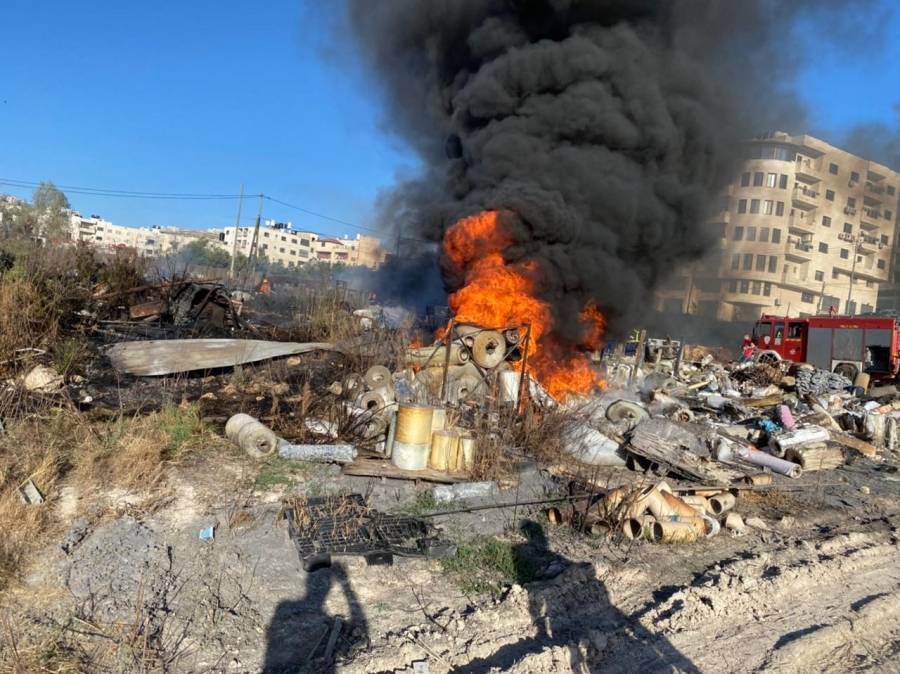 سلطة جودة البيئة تتابع اشتعال حرائق في منطقة بيت ايبا نابلس