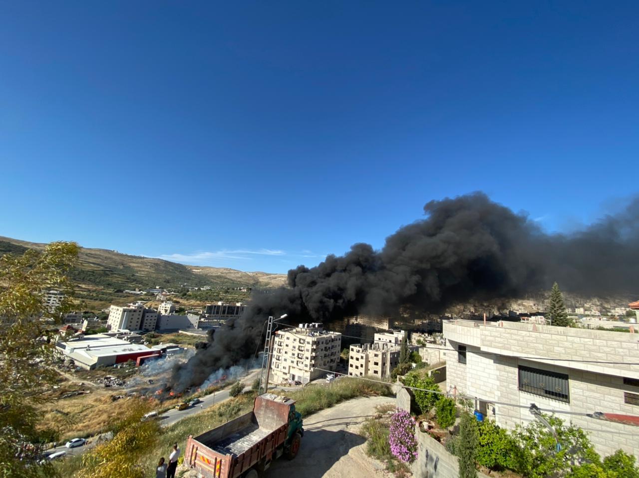 سلطة جودة البيئة تتابع اشتعال حرائق في منطقة بيت ايبا نابلس
