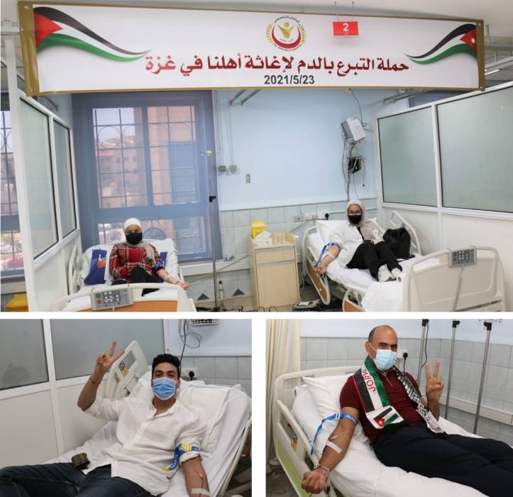 إقبال كبير من فئة الشباب للتبرع بالدم لإغاثة الأهل في قطاع غزة في المستشفى التخصصي