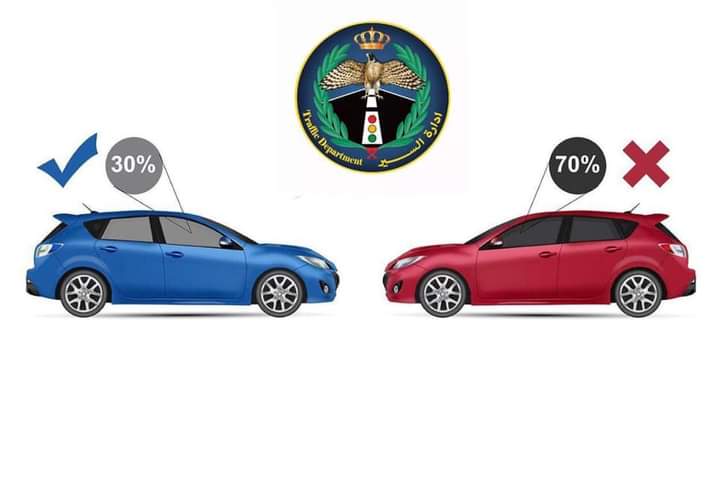 الأمن العام: لا مخالفات على تظليل المركبات