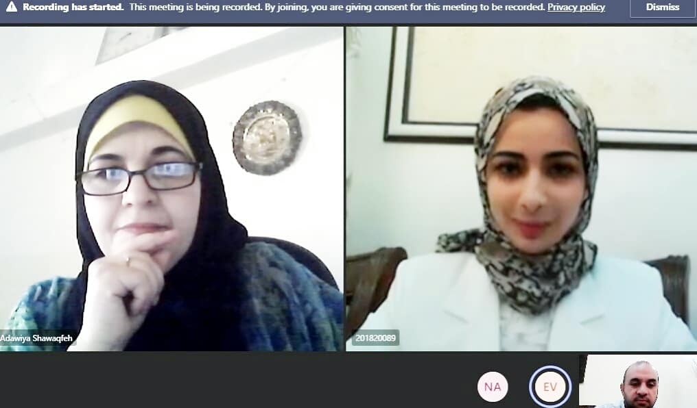 مناقشة رسالة ماجستير للطالبة الخضر من قسم اللغة الإنجليزية وآدابها في جامعة جدارا