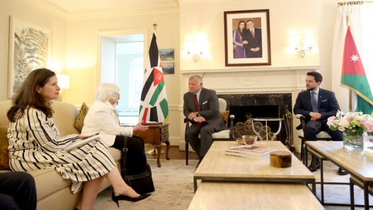 الملك يبحث مع وزيرة الخزانة الأميركية سبل تعزيز العلاقات بين الأردن والولايات المتحدة