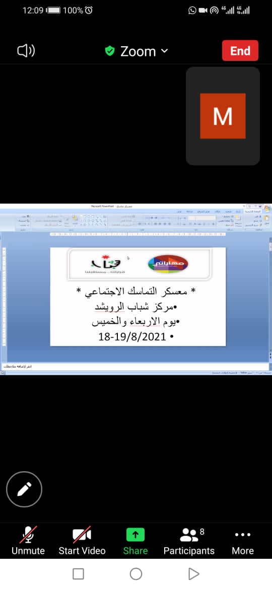 انطلاق معسكرات التماسك الاجتماعي في عدد من مراكز مديرية شباب المفرق عبر وسائل الاتصال المرئي 