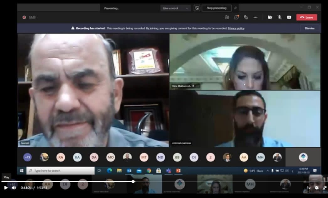 اليوم الوظيفي الأول لطلبة كلية الأعمال في جامعة جدارا عبر تطبيق مايكروسوفت تيمز 