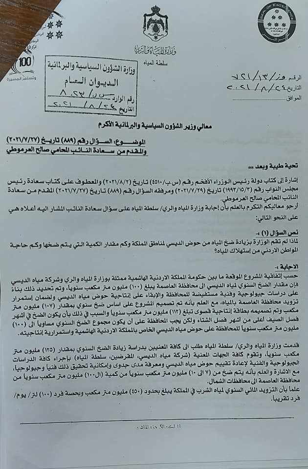 النجار: ندرس زيادة الضخ من حوض الديسي