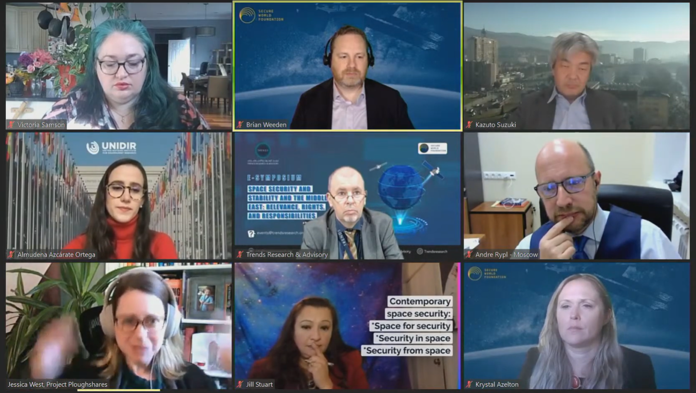 ندوة علمية في مركز تريندز بالتعاون مع مؤسسة العالم الآمن بحثت أمن الفضاء والاستقرار والشرق الأوسط: الأهمية والحقوق والمسؤوليات