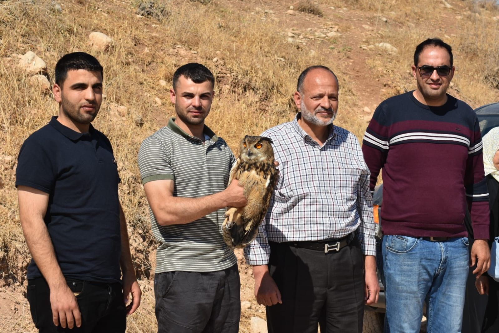 سلطة جودة البيئة وجمعية طبيعة فلسطين وشرطة البيئة  يطلقون زوج من طائر البوم النساري إلى الطبيعة