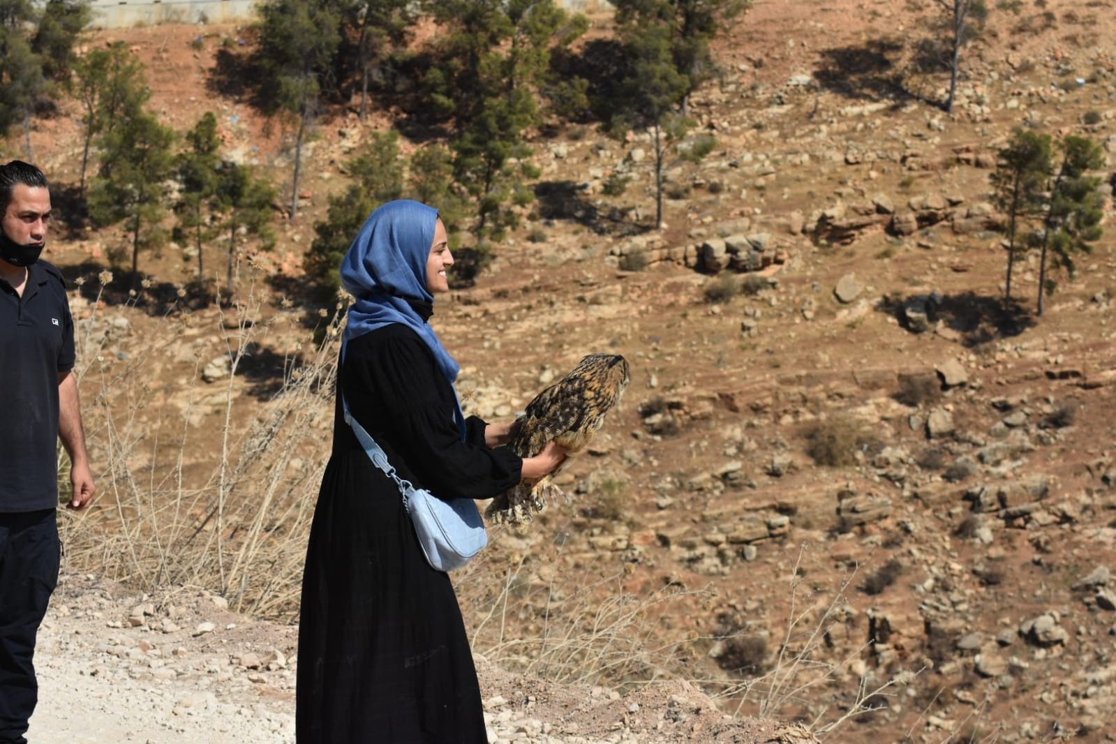 سلطة جودة البيئة وجمعية طبيعة فلسطين وشرطة البيئة  يطلقون زوج من طائر البوم النساري إلى الطبيعة