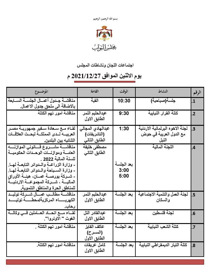 جلسة نيابية تشريعية لمناقشة مشاريع قوانين أقرتها لجان نيابية