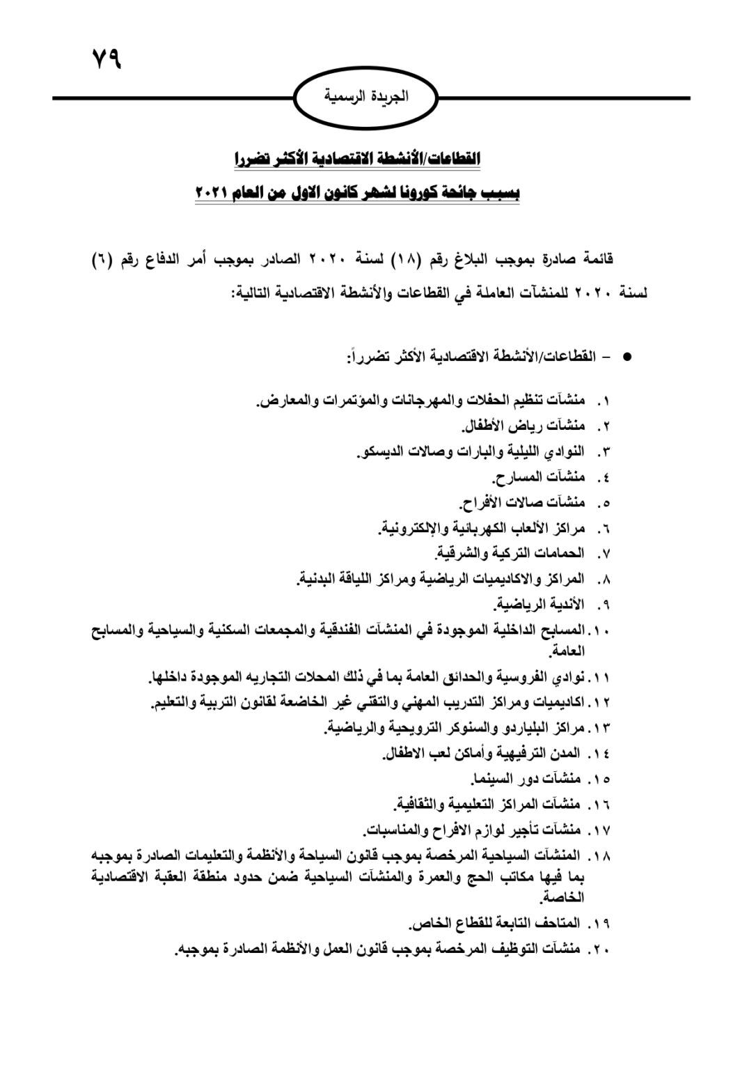 القطاعات الاقتصادية الأكثر تضررا