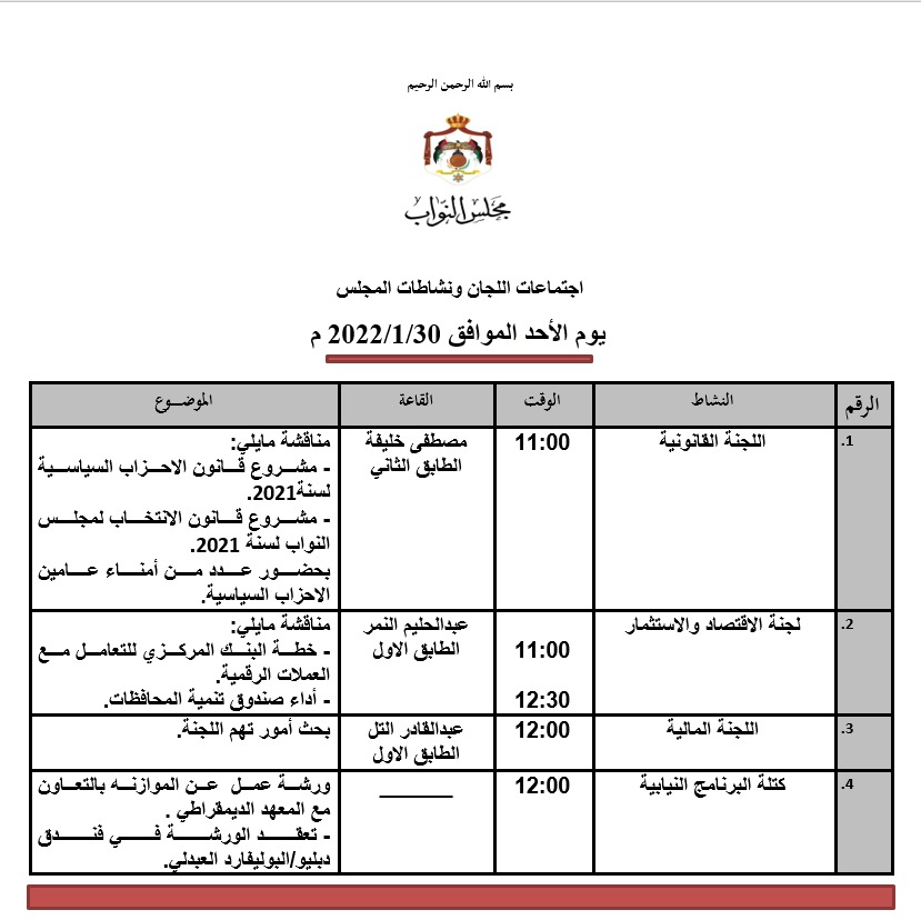 قانونية النواب تناقش اليوم مشروعي قانوني الأحزاب والانتخاب