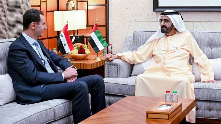 محمد بن راشد يستقبل الرئيس بشار الأسد