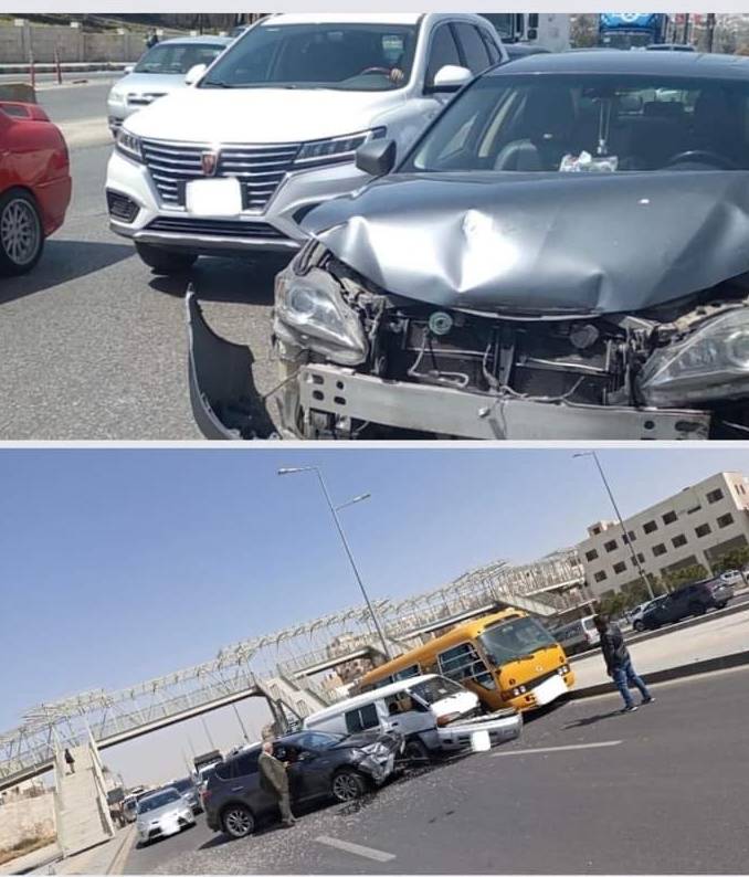 حادث سير بين أربع مركبات على مخرج نفق المدينة الطبية باتجاه دوار الشعب