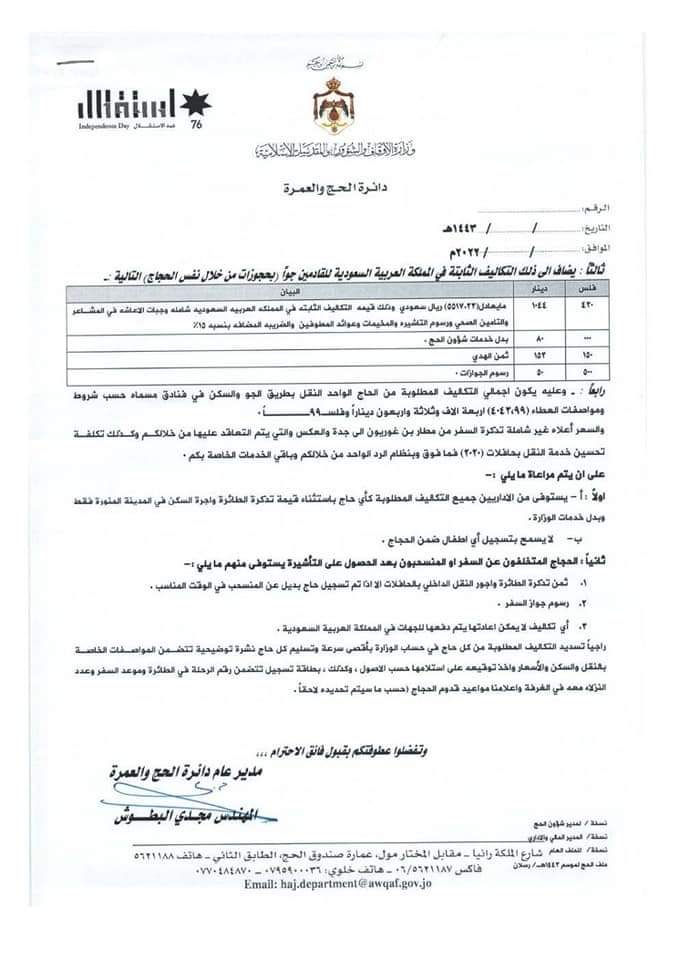  اللجنة التنسيقية العليا لشؤون الحج 48 تعتذر لوزارة الاوقاف الاردنية  