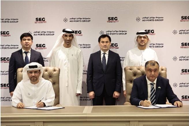 مجموعة موانئ أبوظبي وإس إي جي الأوزبكستانية توقعان اتفاقيتين لتطوير بنى تحتية لقطاعات الخدمات اللوجستية والشحن وتجارة الأغذية في أوزبكستان
