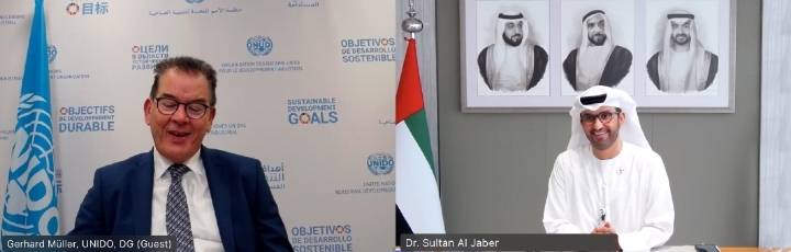 وزير الصناعة والتكنولوجيا المتقدمة الاماراتي يبحث مع منظمة الأمم المتحدة للتنمية الصناعية تعزيز التعاون